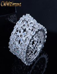 CWWZircons Brand Designer Geometric Flower Luxury Finger Rings for Women Unique Party Jewellery Cubic Zirconia Cocktail Rings R0668443561