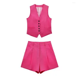 Women's Vests Women Vest Top Stylish Summer Office Wear V Neck High Waist A-line Shorts For Solid Color Ol Commute Style Outfit