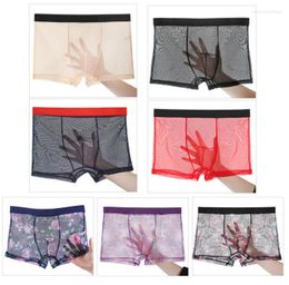 Underpants Men Ultrathin Transparent Boxershorts Sexy Seamless Underwear Pants Male Midrise Mesh Hombre Homme Panties Boxer Shor6166637