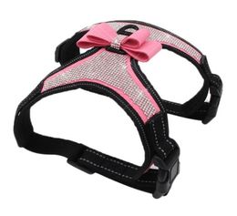 Dog Collars Leashes Adjustable Puppy Bow Harness Bling Rhinestone Pet Dogs Safe Travel Supplies For Small Medium Large6799443