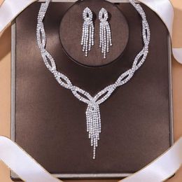 Wedding Jewellery Sets Stonefans Fashion Classic Elegant Tassel Crystal Bridal Set African Rhinestone Necklace Bracelet