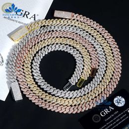 Wholesale Hip Hop Vvs Diamond Necklace Bracelet Drop Shipping 8mm 10mm 12mm 14mm S925 Iced Out Cuban Link Moissanite Chain