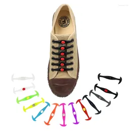 Shoe Parts 1Pair Unisex Round Type No-tie Elastic Sports Laces Ox Horn Shoelace Casual Waterproof Silicone Shoelaces