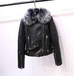 Women Thick Faux Lamb Wool Winter Leather Jacket New Long Sleeve Slim With Faux Fur Short Coats Ladies Biker Moto Jackets2277470