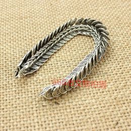 Decorative Figurines Vintage Tibetan Silver Bangle Dragon Head Chain Bracelet Amulet Rare