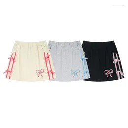Skirts Aesthetic Cute Bow Striped Design Korean Style Casual Pink For Women 2024 Summer Simple Classic Mini Skirt Harajuku