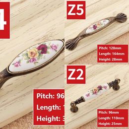 New Antique Furniture Vintage Drawer Pulls Ceramic Door Chinese Flower Knobs and Handles for Cupboard Cabinet