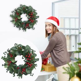 Decorative Flowers Christmas Wreath Simulation Trumpet Berry Leaf Door Hanging Window Props Decoration Thin