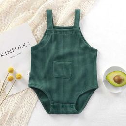 Rompers Knitted striped baby jumpsuit newborn baby girl boy summer clothing baby sleeveless jumpsuit childrens game set one piece d240516