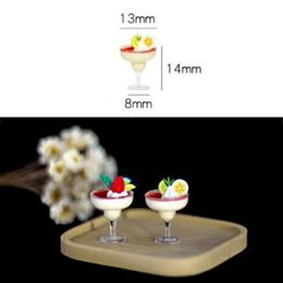 2PCS 1:12 Dollhouse Miniature Goblet Yoghourt Ice Cup Mini Cute Food Accessories For Doll House Decor Kids Play Toys