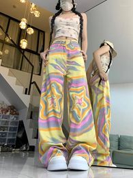 Women's Pants Y2k Jeans Harajuku 90s Aesthetic Baggy Star Print Denim Trousers Korean Jean Vintage 2000s Kawaii Clothes 2024