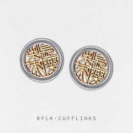 Cuff Links KFLK Mens High Quality Cufflinks Chinese Text Style Sexy Printed Cufflinks Wedding Dress Customised Guests