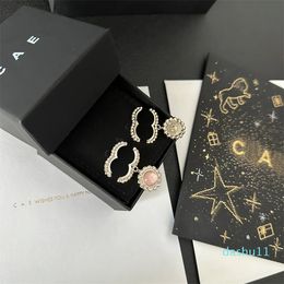 Boutique 18k Gold-Plated Earrings Brand Designer Pink Jewellery Set With Cute Girl Earrings Diamond Fashion Mini Earrings