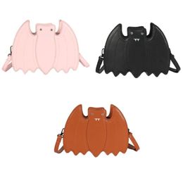 Evening Bags D0LF Pu Leather Bat Messenger Soft Funny Animal Pattern Shoulder Bag Cute Cartoon Crossbody Gothic Satchel 254k