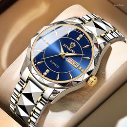 Wristwatches Fashion Luxury Gold Watch Men 2024 Military Sport Quartz Wristwatch Calendar Casual Clock Stainless Steel Wateproof Watches