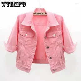 Women's Jackets Denim Jacket Three-quarter Sleeve Short Outer Wear Thin Student Top Women Clothing Drop