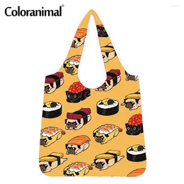 Shopping Bags Coloranimal Laides Large Storage Shopper Lovely Brand Sushi Pug Cartoon Pattern Eco-Friendly Grocery For Women