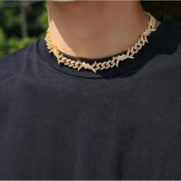 New style thorns diamond Neckalce Hip-hop wire chain Necklace diamante Chains high quality fashion rock and rap neckalce jewelerys NNT1 211f