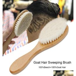 Hair Brushes Brainbow Soft Goat Swee Brush Men Beard Comb Oval Beech Handle Barber Dust For Broken Cleaning Tools2899611 Drop Delive Dhpqg