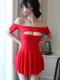 Casual Dresses Summer Sexy Hollow Out Uniform Temptation Sheer Style Women Charm Off Shoulder Dress Mature Passion Bold Q4G7