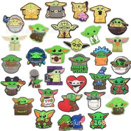 32colors science fiction green elf Anime charms wholesale childhood memories game funny gift cartoon charms shoe accessories pvc decoration buckle soft rubber