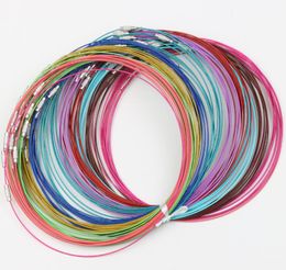 Multi Colour Stainless Steel Wire Cord Necklaces Chains new 200pcslot Jewellery Findings Components 18quot2275058