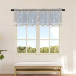 Curtain Christmas Snowflake Texture Sheer Curtains For Kitchen Cafe Half Short Tulle Window Valance Home Decor