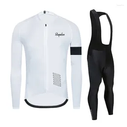 Racing Sets Spain 2024 Team Long Sleeve Cycling Jersey Set Bib Pants Ciclismo Bicycle Clothing MTB Bike Uniform Men Clothes