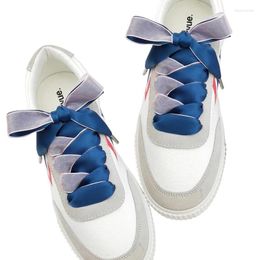 Shoe Parts 1 Pair Silk Laces Satin Ribbon Flat Shoelaces Girls Casual Canvas Shoes Double-sided Weaving White Lace Accessories