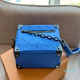 Mini soft trunk Designer Fashion Embossing Mens Box Handbag Shoulder Bag High quality Luxury Leather Crossbody Bag Mens Womens Coarse chain