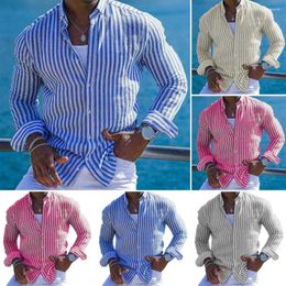 Men's Casual Shirts Slim Fit Shirt Hawaiian Style Dress With Long Sleeves Single-breasted Design For Vacation Beach Top