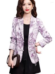 Women's Suits Fashion Ladies Casual Jacket Women Blazer Spring Autumn Blue Purple Long Sleeve Slim Female Coat