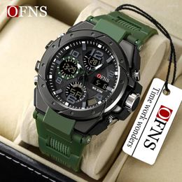 Wristwatches OFNS 6008 Digital Watch Men Military Outdoor Sport Chronograph Quartz Wristwatch 50m Waterproof Male Electronic Clock Style