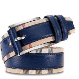 New Luxury Genuine Leather Belt for Men and Women Fashion Pin Buckle Plaid Belt High Quality Cowhide Designer Belts 287N