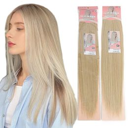 Synthetic 22inch Light Blonde 4 Clip In One Piece Hair Extension Long Straight Natural Ombre Blonde Hairpiece For Women