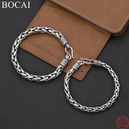 BOCAI S sterling sier bracelet suitable for mens fashion 6mm 8mm woven rope chain handmade jewelry 240513