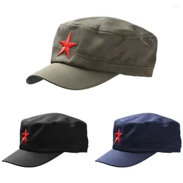 Berets Casual Sports Adjustable Classic Hat Plain Cap Sun Hats Red Star