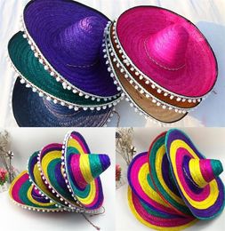 Mexican Party Hat Men Women Wide Brim Straw Kids Adult Outdoor Decorative Colourful Edges Hats Creative Fashion Sombrero 2208082896324