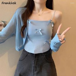 Women's Tanks Bow Camisole For Women Spicy Girls Pure Colours Underwear High Street Korean Sweet Fashion Summer Aesthetic Cosy Y2k Young