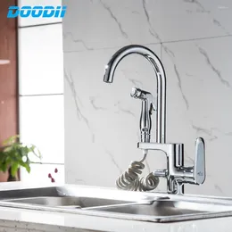 Kitchen Faucets Spring Style Faucet Brushed Nickel Pull Out All Around Rotate Swivel 2-Function Water Outlet Mixer Tap Torneira