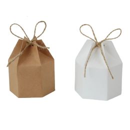 2050pcs Kraft Paper Package Cardboard Candy Box Lantern Hexagon Favour And Gift Birthday Wedding Christmas Party Decoration 240517