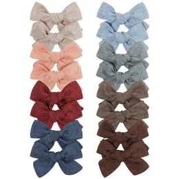 Retro swallowtail Baby Girls Hair Clips Bow Barrettes Hairpins Boutique Bows with Clip Kids Cute Cloth Bowknot Hair Accessories Solid Color 2pcs/Pair YL2859