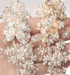 Vintage Wedding Bridal Rhinestone Crown Tiara Pearls Headband Gold Silver Flower Floral Headpiece Hairband Jewellery Fashion Headdre1013889