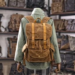 Backpack Men's Retro Canvas Computer Large Capacity Sports Travel Mountaineering Hiking Backpacks