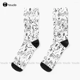 Women Socks Music Musical Notes For Boys Personalized Custom Unisex Adult Teen Youth 360° Digital Print Fashion