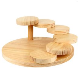 Plates 1pc Large Wood Serving Tray Rotating Steps Plate Japanese Sushi Dish Pot Restaurant