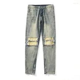 Men's Jeans Distressed Denim Spring Autumn Casual Loose Korean Zipper Wide Leg Beggar Cargo Pants Men Retro Cotton Trousers