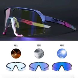 mens designer sunglasses 100% S3 Colourful Colour Changing Bicycle Mountain Road Bike Riding Glasses for Day and Night Use, Can Cover Myopia