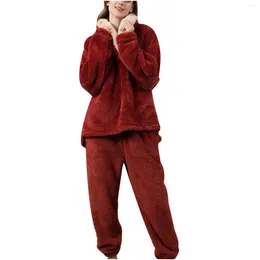 Women's Sleepwear Arrival Autumn Winter Pajamas Set Women Loungewear Fleece Home Suits Homewear Ladies Warm Plush Lounge Sleep Wear