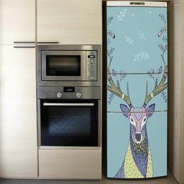 Window Stickers 1PCS Multi-colour Elk Floral Pattern Fridge Sticker Self Adhesive Removable Thickened Moisture-proof And Waterproof Kitchen